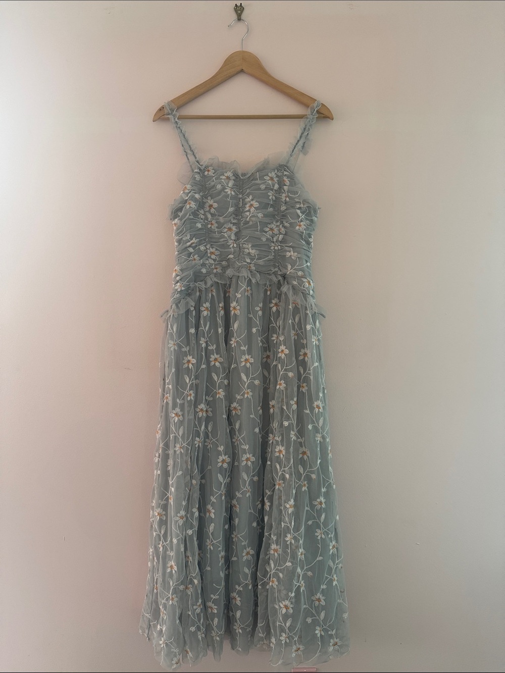 Anthropologie Light Blue Floral Maxi Dress - Picture 3 of 6